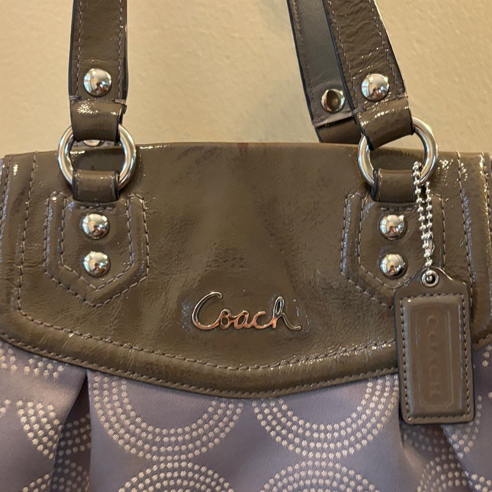 Coach Dark Gray Patterned Leather Shoulder Bag - image 2